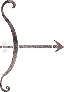 Bir insan tarafından çizilmiş bir ok ve yay.