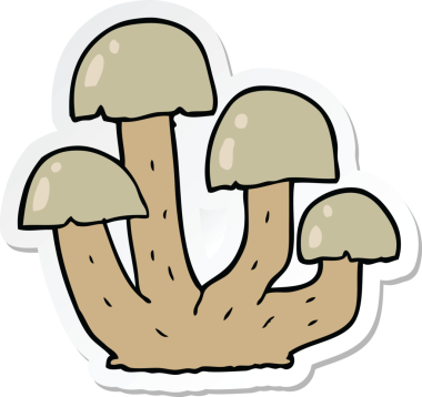 Bir insan tarafından çizilmiş karikatür mantarı çıkartması.