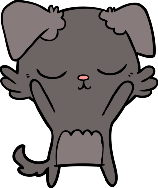 Bir insan tarafından çizilmiş şirin bir çizgi film köpeği.