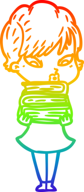 gökkuşağı gradyan çizimi bir insan tarafından çizilmiş bir karikatür kadın