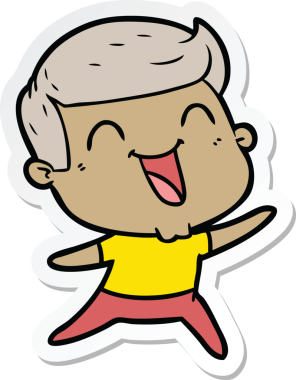 Bir insan tarafından çizilmiş bir karikatür adamın çıkartması.