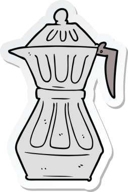 Bir insan tarafından çizilmiş karikatür espresso kutusunun etiketi.