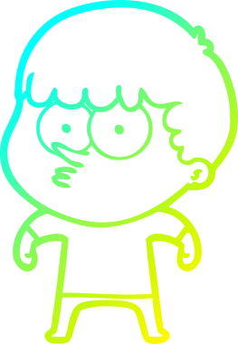 Bir çizgi film karakteri çizen soğuk gradyan bir insan tarafından çizilmiş meraklı çocuk.