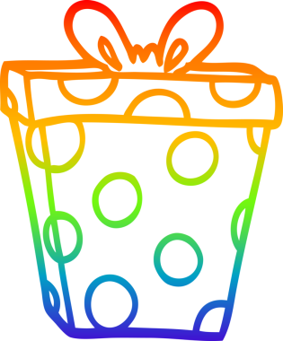 Bir insan tarafından çizilmiş bir çizgi film hediyesinin çizimi.