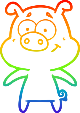 gökkuşağı gradyan çizimi mutlu çizgi domuz çizimi bir insan tarafından çizilmiş