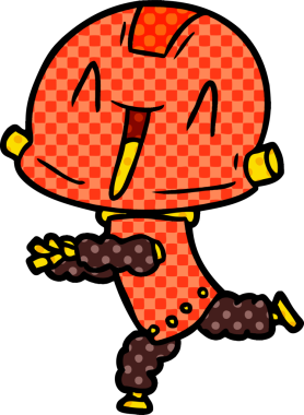 Bir insan tarafından çizilmiş çizgi film robotu