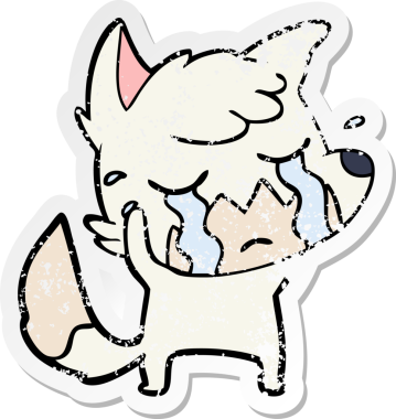 Bir insan tarafından çizilmiş ağlayan tilki çizgi filminin sıkıntılı çıkartması.