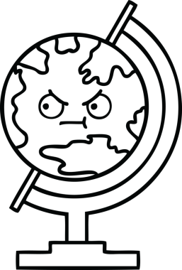 Bir insan tarafından çizilmiş dünyanın karikatürü.