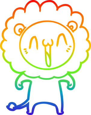 gökkuşağı gradyanı çizimi bir insan tarafından çizilmiş mutlu bir karikatür aslanı