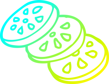 Bir insan tarafından çizilmiş limon dilimlerinin soğuk gradyan çizimi.