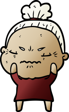 Çizgi film bir insan tarafından çizilmiş yaşlı bir kadın tarafından rahatsız edildi.