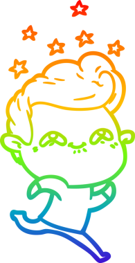 Gökkuşağı gradyanı çizimi bir insan tarafından çizilmiş heyecanlı bir çizgi film