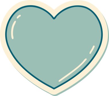 Bir insan tarafından çizilmiş geleneksel bir kalp şeklinde dövme çıkartması.