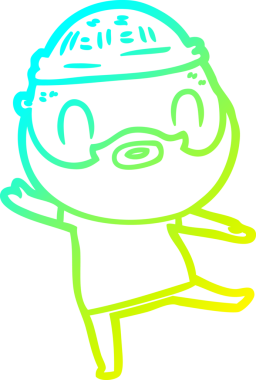 Bir insan tarafından çizilmiş sakallı bir karikatür çizimi.