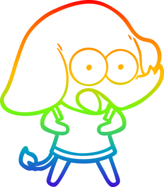 Gökkuşağı gradyan çizgisi bir insan tarafından çizilmiş şirin bir fil çizimi