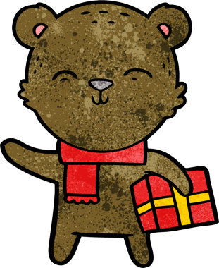 Bir insan tarafından çizilmiş mutlu çizgi film ayısı.