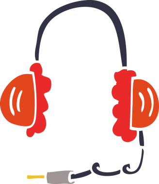 Bir insan tarafından çizilmiş çizgi film kulaklıkları.