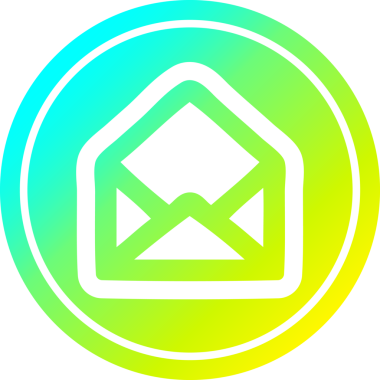 Zarf harfi dairesel simgesi, bir insan tarafından çizilen havalı gradyan bitiş