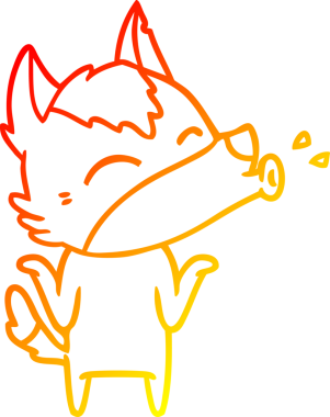 Bir insan tarafından çizilen uluyan kurt çizgi filminin sıcak gradyan çizimi