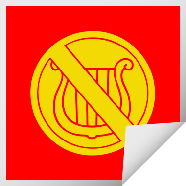 Bir insan tarafından çizilen imzaya izin verilmeyen müzik olmayan kare soyulmuş etiket karikatürü