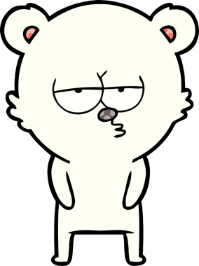 Bir insan tarafından çizilmiş sıkılan kutup ayısı çizgi filmi.