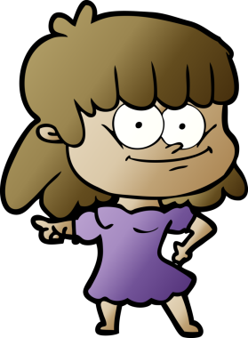 Bir insan tarafından çizilmiş gülümseyen bir kadın.