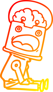 Bir insan tarafından çizilen çizgi film robotunun sıcak çizgi çizimi