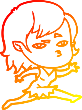 Bir insan tarafından çizilmiş bir vampir kız çizgi çizimi.