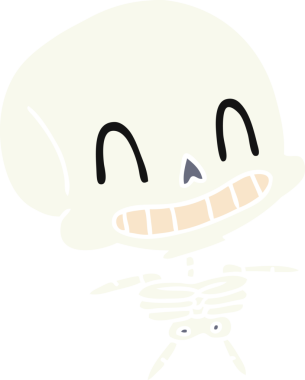 Bir insan tarafından çizilmiş ürkütücü kawaii iskeletinin serbest çizimi.