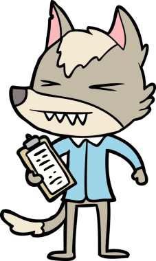 Bir insan tarafından çizilmiş kızgın kurt çizgi filmi.