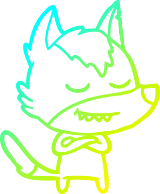 Bir insan tarafından çizilmiş dost canlısı bir kurt çizgi çizimi.