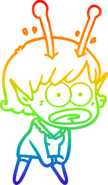 gökkuşağı gradyan çizimi bir çizgi film şok uzaylı kız bir insan tarafından çizildi