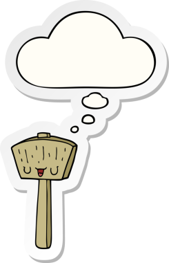 Düşünce baloncuklu çizgi film sopası insan tarafından çizilmiş bir çıkartma.