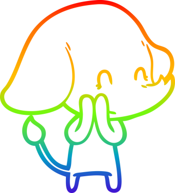 Gökkuşağı gradyan çizgisi bir insan tarafından çizilmiş şirin bir fil çizimi