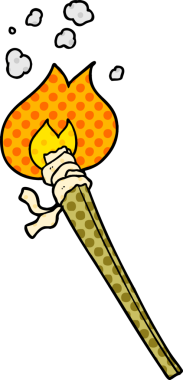 Bir insan tarafından çizilmiş yanan bir meşale.