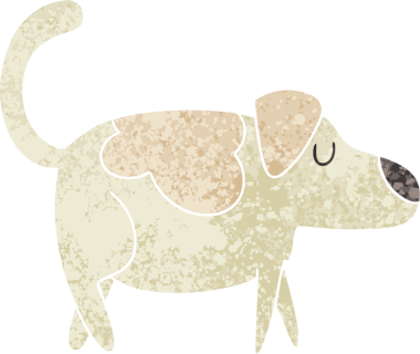 Retro illüstrasyon tarzı bir insan tarafından çizilmiş tuhaf çizgi film köpeği.