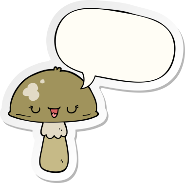 Bir insan tarafından çizilmiş konuşma balonu çıkartmalı mantar mantarı.