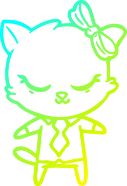 Bir insan tarafından çizilmiş bir çizgi film kedisinin soğuk gradyan çizimi.