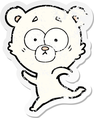 Bir insan tarafından çizilmiş şaşırmış bir kutup ayısı karikatürü.