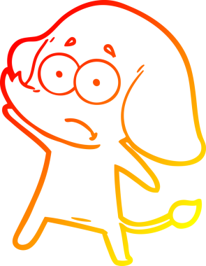 Bir insan tarafından çizilmiş, belirsiz bir filin sıcak çizgi çizimi.