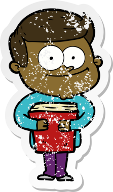 Bir insan tarafından çizilmiş mutlu bir adamın sıkıntılı çıkartması.