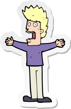 Bir insan tarafından çizilmiş bir karikatürün çıkartması.