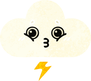 Bir insan tarafından çizilmiş bir fırtına bulutunun retro çizim tarzı karikatürü