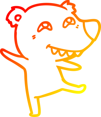 Bir insan tarafından çizilen çizgi film ayısının sıcak çizgi çizimi