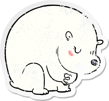 Bir insan tarafından çizilmiş şirin bir kutup ayısının sıkıntılı çıkartması.