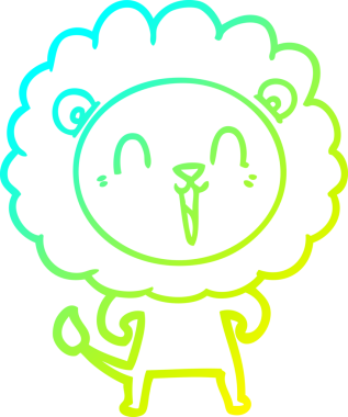 Bir insan tarafından çizilmiş gülen aslan karikatürü.