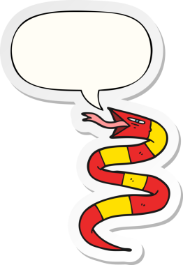 Bir insan tarafından çizilmiş konuşma balonu çıkartmalı tıslayan çizgi film yılanı.
