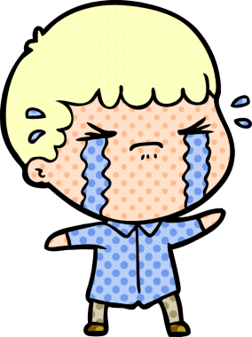 Bir insan tarafından çizilmiş ağlayan çizgi film adamı.