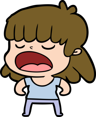 Çizgi filmdeki kadın bir insan tarafından yüksek sesle çizilmiş.