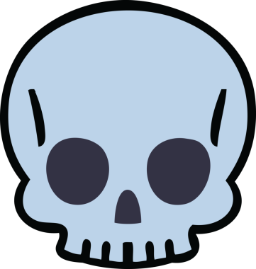 Bir insan tarafından çizilmiş tuhaf bir kafatası.